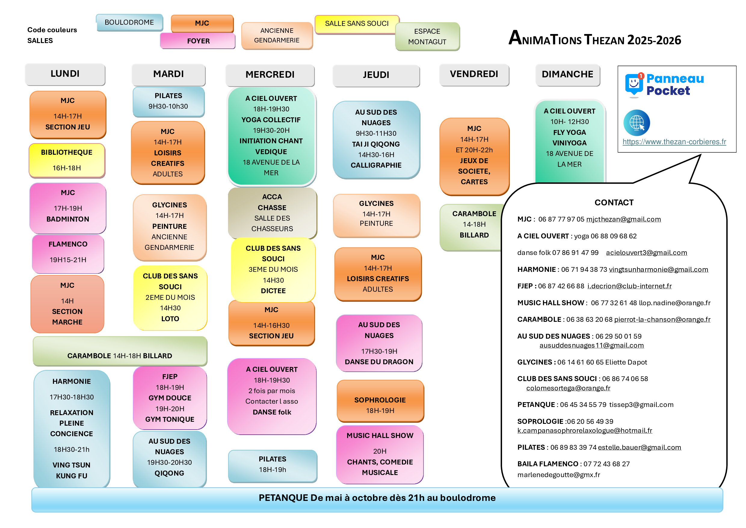 PLANNING DES ACTIVITÉS